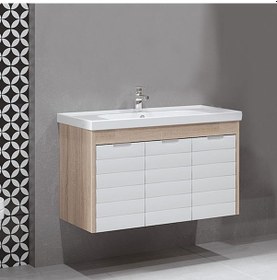 Resim Turkuaz Seramik Frame Etajerli Lavabo 90 x 45 CM-Denko Mostar 90 Alt Modül 