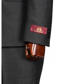 Resim İlayda Emir Luxury, İtalyan Kesim, Slim Fit, Kruvaze, Çizgili, Erkek Takım Elbise Antrasit - Gri 