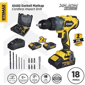 Resim RTRMAX RTX3020 Kömürsüz 150 Nm | 2×4 Ah Çift Akü + Hızlı Şarj (X-Lion Plus) Şarjlı Darbeli Matkap 