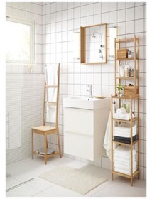 Resim IKEA Bambu Banyo Raf Ünitesi 33x163 MeridyenDukkan Kare Model Banyo Rafı Doğal Banyo Düzenleyici 