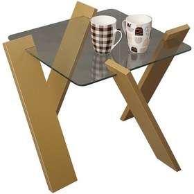 Resim Roman Cam Yan Sehpa Mini Hardal / Çiçeklik Sehpa 