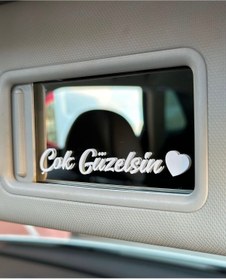 Resim 3dbaydesign Çok Güzelsin Oto Makyaj Aynası sticker 10x1.2 cm 