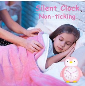 Resim Justup Çocuk Saati Sevimli Penguen Gece Işıklı Çalar Saat Ertelemeli Saat --- Deniz Mavisi Diğer 