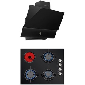 Resim Luxell Siyah Vitroseramik 2'li Ankastre Set V6-31pyf Vitroseramik Ocak/ Da88 Davlumbaz 