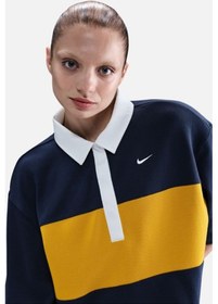 Resim Nike Sportswear Oversize Street Ss Womens Polo Top Polo Yaka Bol Kesim Kadın Tişört Sarı-lacivert Lacivert 