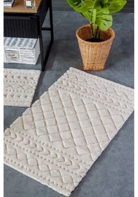 Resim Hcw Aztech Bej %100 Pamuk Viskon 2 Parça Banyo Paspas Seti 40 60+60 100 Cm Bej 