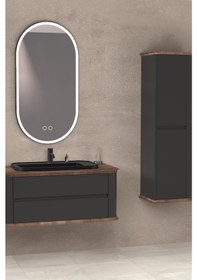 Resim PIER 100 CM SİYAH LAVABOLU BANYO DOLABI - ANTRASİT / KAYIN (BOY DOLAP DAHİL) 