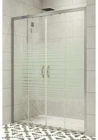 Resim Durul Duşakabin Ön Cephe 5Mm Çizgili Cam H:190 Beyaz - Şeffaf 