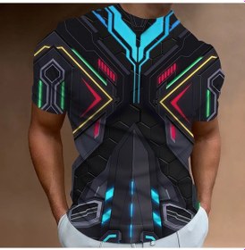 Resim Snapbuy 3d Baskılı Erkek Moda Tişört - Kısa Kollu Günlük Spor Giyimgreen Green 