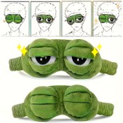 Resim 1 Adet Kurbağa Şeklinde Uyku Maskesi - Yumuşak ve Rahat Göz Kapaçı, Sevimli Büyük göz İfadeleriyle Yeşil & Siyahta Tasarım, Çalışma Seansları, ileti 