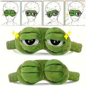 Resim 1 Adet Kurbağa Şeklinde Uyku Maskesi - Yumuşak ve Rahat Göz Kapaçı, Sevimli Büyük göz İfadeleriyle Yeşil & Siyahta Tasarım, Çalışma Seansları, ileti 