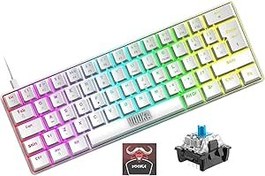Resim Vooka Trol Blue Switch Mini Rgb Oyun Klavyesi Gaming Mekanik 62 Tuşlu 18 Rgb Led Usb Tip-C Kablosu Beyaz 