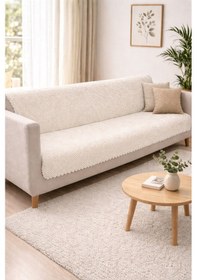 Resim Kaymaz Taban Koltuk Örtüsü - Wellsoft & Peluş Koltuk Örtüsü- 180x215 Cm - Ekru Ekru 