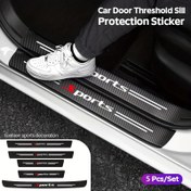 Resim 5 adet Evrensel Suni Deri Kapı Eşiği Çıkartmaları, Mat Kaplama, Kendinden Yapışkanlı, Çizilmeye Dayanıklı, Karbon Fiber Desenli, Geliştirilmiş Otomatik Kapı Giriş Pedallı Koruyucular Bagaj Tampon Koruma Çıkartmaları, Çizilmeye Karşı, Tüm Model Spor Arabalar için 