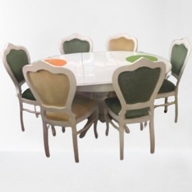 Resim Baba Ayak Açılır Masa Ahşap Kayın Ihlamur Ağacı Parlak Beyaz Boya Masa ve Ayak 6 Adet Klasik El Yapım 