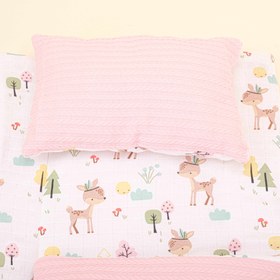 Resim Alt Açma Matı ve Yastık - Çift Taraflı - Koyu Pembe Örgü - Ceylan 