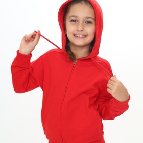 Resim Toontoy Kids Toontoy Kız Çocuk Kapüşonlu Fermuarlı Cepli Düşük Omuz Örme Hırka - 2 İplik 