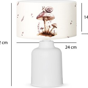 Resim Mantar Figürlü Kumaş Baskılı Çocuk Odası Abajur Lamba | ByLamp 
