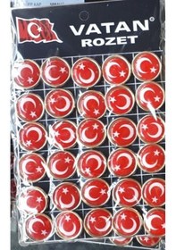 Resim Yaka Rozeti Türk Bayrağı 2 Cm Çap Yuvarlak 