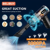 Resim BELIBUY Yüksek Emiş Güçlü Kablosuz Elektrikli Süpürge, Lityum Pil, 3000Pa Güçlü Emiş, USB Şarj Edilebilir, Ev ve Küçük Alet Temizliği için Kompakt Tasarım, Ev Kullanımı için Süpürge 