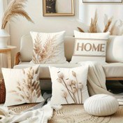 Resim 4 adet Bohem Tarzı Yastık Kılıfı 45.72x45.72 cm - Rustik Nötr Kurutulmuş Bitki ve Ev Deseni, Yumuşak Kısa Fiber Polyester Zip Kapatma ile, Oturma Odası Kanepe Dekoru (İçerik Dahil Değil), Sonbahar Hediye Dekorasyon Aksesuarları 