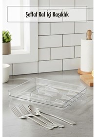 Resim Şeffaf Akrilik Raf İçi Kaşıklık 26,5 34,5 4,5 Cm Şeffaf 