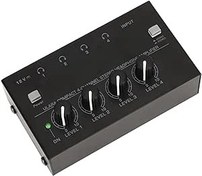 Resim Kulaklık Amplifikatörü, 4 Kanallı Kulaklık Amplifikatörleri Bağımsız Ses Kontrolü Kompakt Metal 100-240V Ev Için 4 Yollu (AB Tak) 