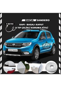 Resim Dacia Sandero Oto Araç Kapı Koruma Fitili 5 Metre Parlak Beyaz Renk 
