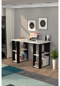 Resim Moonlife Hipo Kitaplıklı Çalışma Masası Siyah Siyah - Beyaz 