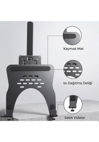 Resim Profesyonel Amortisörlü 2 Si 1 Arada Laptop Ve Monitör Standı Ayarlanabilir Ergonomik Masaüstü Kol, 