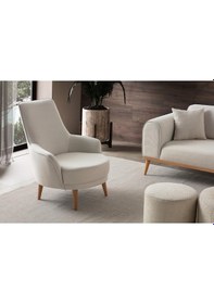 Resim Rebul Keten Berjer Bej Tekli Koltuk Krem 