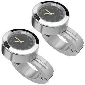 Resim 2 Parça Motosiklet 22-25mm Gidon Saati Kilitli Kuvars Saat Gümüş 