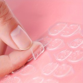 Resim 240 adet Şeffaf Mat Jöle Tırnak Yapışkan Sticker - Su Geçirmez, Çıkarılabilir Çift Taraflı Tırnak Etiketleri Basın Tırnakları ve Sahte Uçlar İçin 