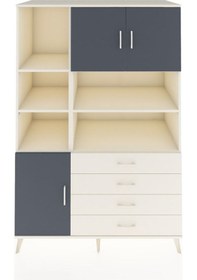 Resim Kronos Dolap 8 Raflı 4 Çekmeceli 3 Kapaklı 132x59x195 Aytaşı-antrasit/aytaşı Antrasıt/aytası 