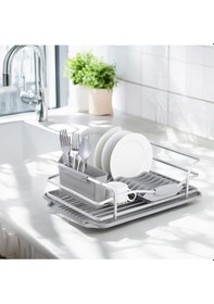 Resim Paslanmaz Alüminyum Tek Katlı Gri Bulaşıklık Modern Tabaklık Gri 