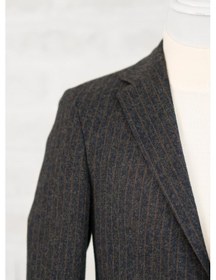 Resim Slimfit Torba Cep Çizgili Mono Yaka Astarsız Çift Yırtmaç Likralı Kışlık Erkek Tek Ceket 001 