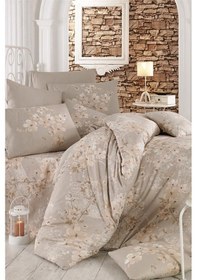 Resim Çift Kişilik Nevresim Takımı Pamuklu Bej Bahar Bej 