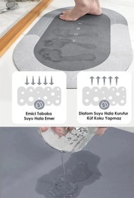 Resim Berrak Temizlik Pazarı Kauçuk Tabanlı Kaydırmaz, Hızlı Kuruyan, Banyo Lavabo Abdest Paspası 