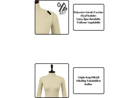 Resim Manken İstanbul 36 Beden Yarım Bacak Yüksek Kalite Tekerlekli Döküm Ayak Kollu Profesyonel Prova Mankeni 