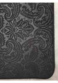 Resim Ultrasoft Desenli Siyah 3 Lü Banyo Paspası Halısı Seti Kaymaz Siyah 