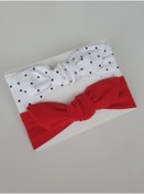 Resim swan butik Kız Bebek Çocuk Bandana Toka Seti 2'li Beyaz Benekli , Kırmızı 