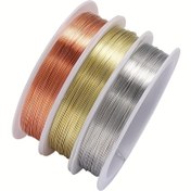 Resim 1/3 adet Üç Renk Mevcut Alaşım Tel 0.2-1.0mm Ultra-İnce Metal Sarma El Yapımı Takı DIY Malzeme Güçlü Oksidasyon Direnci Boncuk Dize ve Halat Yaklaşık 1/25 Metre 