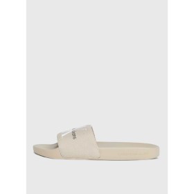 Resim Calvin Klein Bej Erkek Plaj Terliği Slıde Monogram Co 