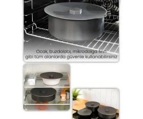 Resim Silikon Vakumlu Kapak-Tencere Tava Saklama Kabı Kapağı 24 cm 