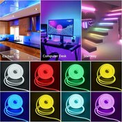 Resim LED Neon Işık Şeridi 5V RGB LED Neon Işık Şeridi 24 Tuşlu Uzaktan Kumanda, Esnek Neon Işık LED Halat Işıklı Bar Tezgahı, Otel ve Düğün Dekorasyonu için Uygun 