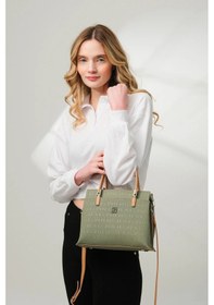 Resim Just Polo 5 Bölmeli Şık El & Omuz Çantası Shoulder Bag Ebat : 22 X 25 Cm Yeşil - Taba 
