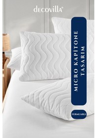 Resim Micro Kapitone Yastık Alezi Sıvı Geçirmez 2 Li Set Yastık Koruyucu 50x70 Beyaz 
