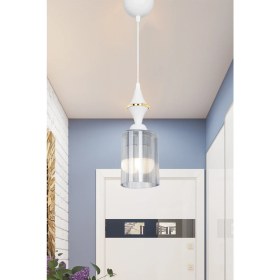 Resim Akses Karo Beyaz Tekli Optik Üçgen Füme Sarkıt Salon Yemek Odası Oturma Odası Antre Mutfak Çocuk Odası Yatak Odası 