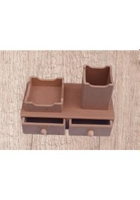 Resim Hobi Dekoratif Kalemlik Set İkili Model Ham Mdf Ahşap Çekmece El Yapımı 