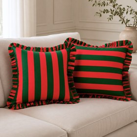 Resim Formentera Stripe Fırfır Kenarlı Kırlent Kılıfı - 30x50 cm / İç Yastık Dahil 